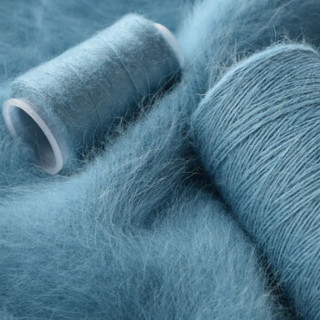 奥丝布莱特 羊绒线 长毛毛线 14/2中粗线 手编机织均可 婴儿宝宝毛线 围巾线J06 灰蓝色