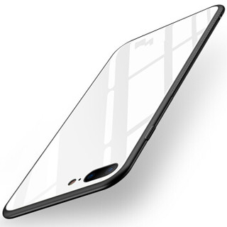 梵帝西诺 苹果7/8Plus手机壳 送钢化膜 全包防摔 iPhone8/7Plus新款苹果玻璃壳 玻璃后盖+硅胶软边 黑色