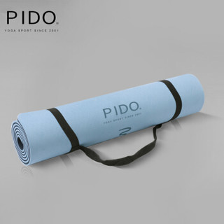 Pido 瑜伽垫 女tpe初学者男女运动健身垫加厚加宽加长防滑瑜珈垫两件套装 蓝灰·藏蓝8mm（纯净版）