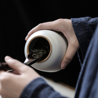 博为 茶叶罐大号小号密封罐普洱醒茶罐存储罐家用陶瓷茶罐 独钓寒江(约可装茶叶80g)