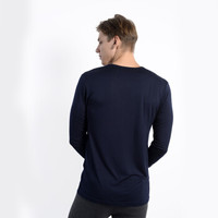 京东京造 男士V领薄款长袖内衣 发热纤维修身T恤 藏青色 S码