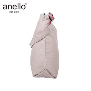 anello 阿耐洛 时尚大logo棉质帆布两用手提包单肩包S0061粉灰拼接色