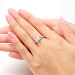 鸣钻国际 四爪豪华 PT950铂金钻戒 白金钻石戒指结婚求婚女戒 情侣对戒女款 共约95分 F-G/SI