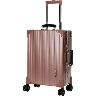 瑞世（SUISSEWIN） 铝框拉杆箱 万向静音轮旅行箱 商务出差行李箱登机箱 SN7611 20英寸 藕粉色