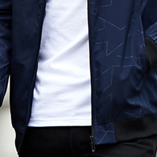南极人（Nanjiren）夹克男装上衣外套韩版修身运动棒球服  NJR9991 深蓝色 XL码