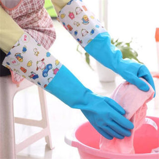 阿依妈妈 家务手套 长款橡胶手套 洗碗接袖耐用清洁乳胶手套 四季通用单层非绒里