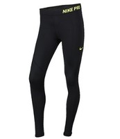 NIKE 耐克 Pro HyperWarm 女士运动裤 854966-010 黑色/荧光黄 S