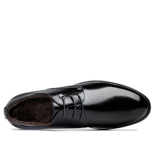 COSO 男士英伦商务休闲系带舒适加绒保暖正装皮鞋 C739-2 黑色 40