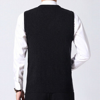 卡帝乐鳄鱼（CARTELO）马甲  男士时尚休闲V领羊毛衫背心马甲C416-1-A33黑色XL