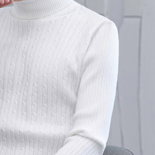 金盾（KIN DON）毛衣 新款男士修身高领纯色打底衫1212-M30白色M