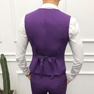 金盾（KIN DON）西服套装 男新款修身商务休闲职业正装青年结婚礼服三件套 C317-TZ96 紫色 4XL