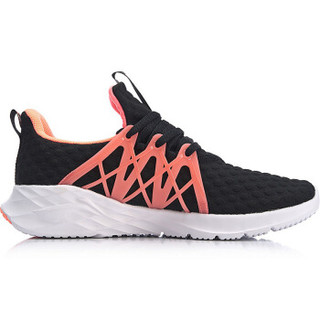 LI-NING 李宁 ARHN258-2 跑步系列 女 跑步鞋类 标准黑/荧光珊瑚粉 35.5