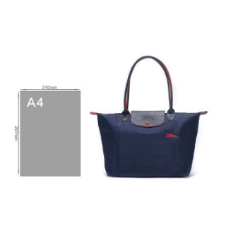 LONGCHAMP 珑骧 女士LE PLIAGE系列 海军蓝色织物小号长柄可折叠手提单肩包 2605 619 556