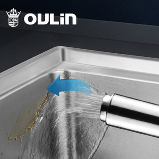 欧琳 OULIN CX8202N厨房水槽双槽304不锈钢洗菜盆水池套餐  双槽配CFL002抽拉式龙头