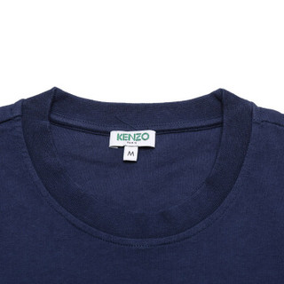 KENZO 高田贤三 男士墨蓝色LOGO图案棉质圆领长袖T恤卫衣 F66 5TS152 4BD 78 L码