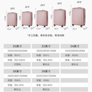 SUMMIT 拉杆箱万向轮硬箱旅行箱20英寸PC材质男女行李箱子登机箱PC338T4防刮可扩容 玫瑰金