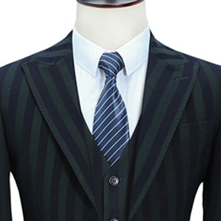 卡帝乐鳄鱼（CARTELO）西服套装 男士条纹商务休闲正装礼服三件套D216-6104绿色5XL