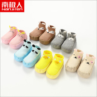 南极人 儿童袜子宝宝学步鞋袜婴儿卡通防滑地板袜室内袜套 粉色 S(建议脚长8-9cm)