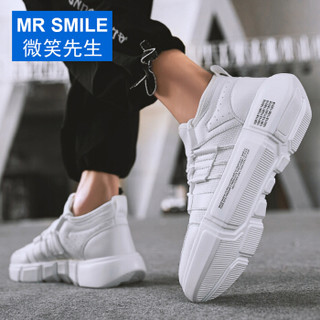 MR SMILE 微笑先生 运动休闲学生韩版潮流百搭嘻哈男板鞋 8872 白色 42