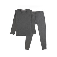 京东京造 男士V领内衣套装 羊毛加厚秋衣秋裤 深灰色 M码