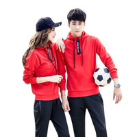 FANDIMU 范迪慕 卫衣套装女秋冬款连帽运动休闲套装加绒加厚两件套长袖套装 FDM1805-女款红色-加绒卫衣两件套-XXXL