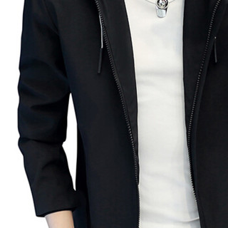 金盾（KIN DON）夹克 新款男士夹克时尚休闲百搭纯色连帽长袖夹克外套QT2021-702黑色3XL