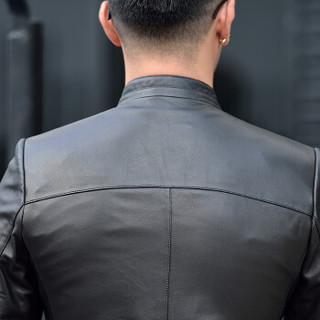 金盾（KIN DON）绵羊皮衣 新品男士时尚简约立领夹克外套5017-1615黑色3XL