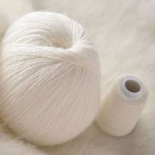 奥丝布莱特 羊绒线 长毛毛线 14/2中粗线 手编机织均可 婴儿宝宝毛线 围巾线J05 纯白色