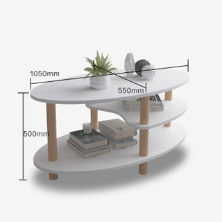 美宜德曼 茶几 实木腿三层茶桌白色