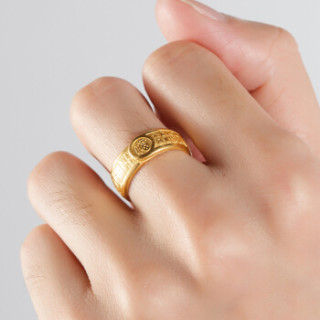 零兑金号 黄金戒指男款 999足金百福男戒指活口福戒 金戒指男士 约8.