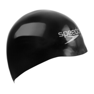 Speedo/速比涛 3D智感贴合 护发 耐用抗氯 训练竞赛竞速 专业比赛 鲨鱼皮泳帽 黑/银色 M码 808216A273