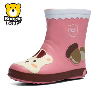 Boogie Bear韩国童鞋儿童雨鞋防滑女童雨靴男童中筒学生水鞋 BB191R0204 松鼠粉色 25