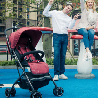 宝宝好婴儿推车超轻便携式简易折叠儿童口袋伞车可坐可躺婴儿车M1魔豆红色