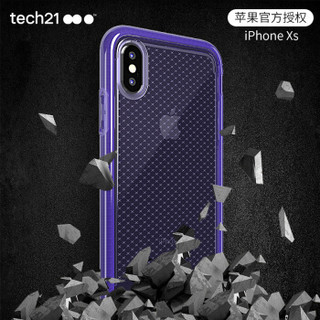 Tech21苹果新品iphone Xs手机壳5.8英寸保护套 苹果X 菱格纹紫罗兰 摄像头保护 防摔轻薄无线充电手机套