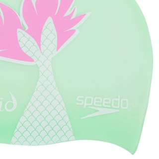 速比涛/Speedo 卖萌时尚可爱印花 贴合舒适快干 护发护耳 安全 长发适用 儿童泳帽 绿/白色 均码 808386C698