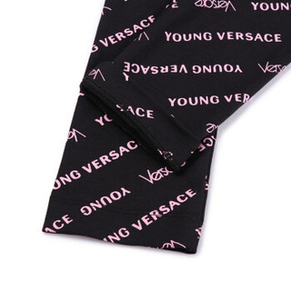 YOUNG VERSACE 范思哲 奢侈品童装 女童黑色棉纤字母logo休闲长裤 YVFPA177 YJE95 Y4469 S/10岁/140cm