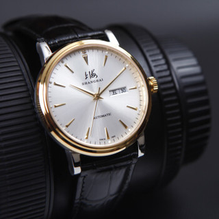 上海(SHANGHAI)手表 时尚真钻系列双历自动机械腕表男表 812双-5黑