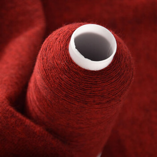 依尚 毛线 羊绒线 26/2中粗线 手编机织均可 婴儿宝宝毛线 围巾线M02 红夹花