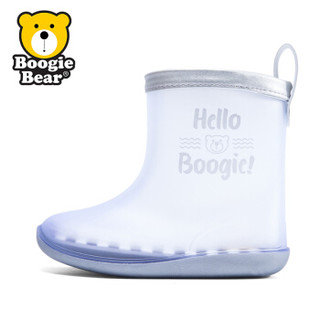 Boogie Bear儿童雨鞋透明男女童防滑雨靴宝宝小童幼儿园水鞋胶鞋 BB191R0102灰色 29