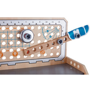 德国(Hape)科学物理实验台儿童玩具木制拼装拼搭DIY拆装益智玩具 4岁+ E3028 科学实验螺丝儿童节生日礼物