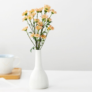 佳佰 18cm浮雕竖纹陶瓷花瓶 北欧简约田园艺术现代家居装饰摆设花插