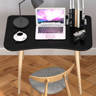 木以成居 电脑桌台式家用 北欧简约实木腿书桌办公桌 仿实木黑色桌面LY-4126