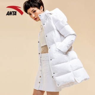 商品anta 安踏 生活系列 女装中长款连帽羽绒服保暖羽绒外套防风上衣