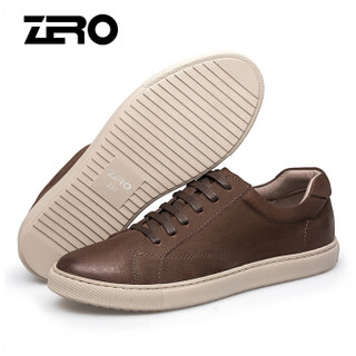 ZERO 男士韩版时尚简约透气潮流户外系带休闲皮鞋 Z91900 棕色 39码
