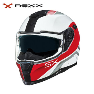 NEXX SX.100 Popup 亚洲版型 四季全盔 轻量复合材料电动摩托车头盔 红白色 L