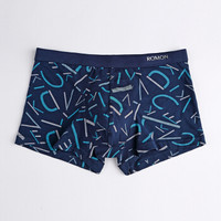 ROMON 罗蒙 男士内裤男中腰平角裤四角裤男式u凸短裤头宽腰弹力棉质4条混色装 M5011-B 字母印花 L (字母印花、L、平角裤、棉)