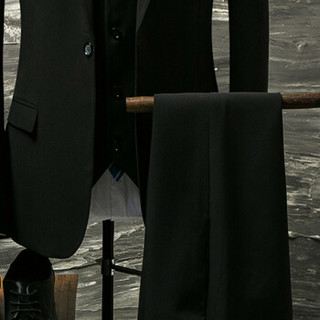 俞兆林（YUZHAOLIN）西服三件套 男士商务职业纯色礼服套装A348-TZ211黑色2XL