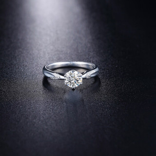 鸣钻国际 挚爱 白18k金钻戒女款 钻石戒指结婚求婚女戒 钻石对戒女款 60分 F-G/SI 11号