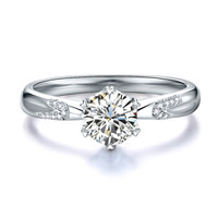 鸣钻国际 挚爱 白18k金钻戒女款 60分 钻石戒指结婚求婚女戒 钻石对戒女款 F-G/SI