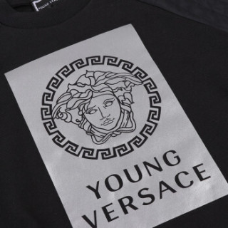 商品young versace 范思哲 奢侈品童装 男童黑色棉质美杜莎人头像插肩